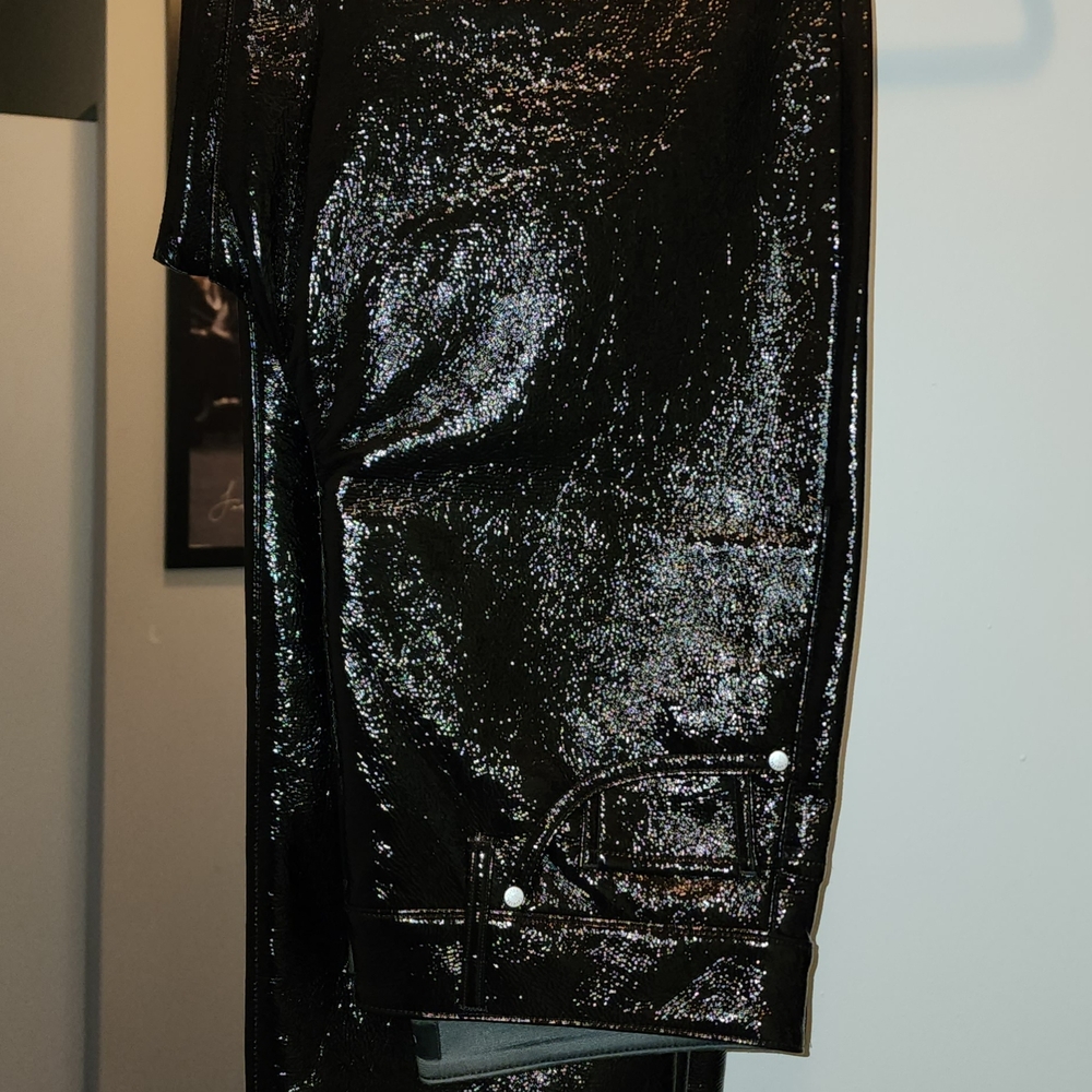 NWOT EXPRESS FAUX PATENT LEATHER PANTS BLACK SIZE 8 REGULAR LENGTH